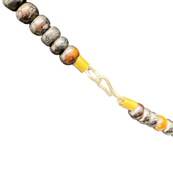 Vintage Coral and Brown Wooden Beaded Necklace Bohemian Boho Retro - Picture 7 of 7